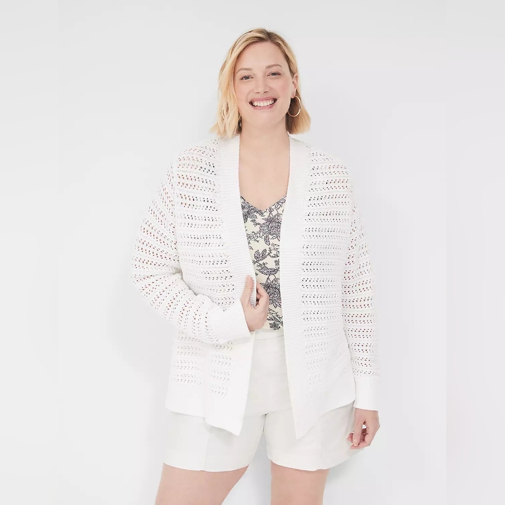 EUC Lane Bryant Open-Front Stitch Cardigan